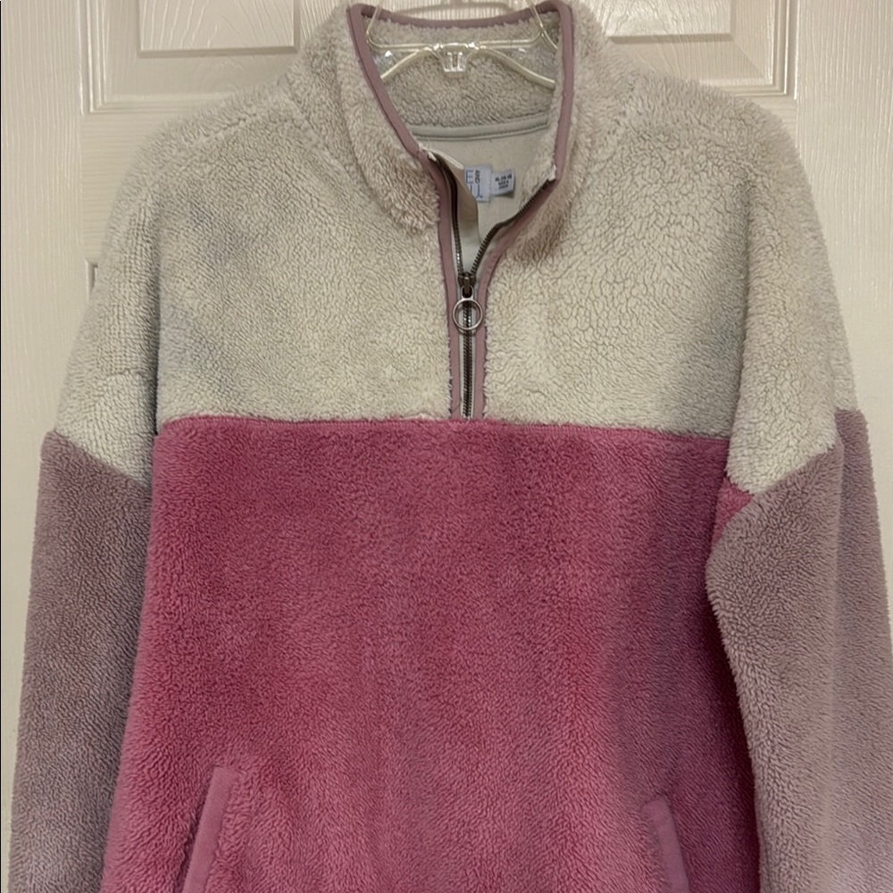 Time and Tru Pink, lavender and cream Teddy Jacket Cozy and Stylish - Picture 10 of 11